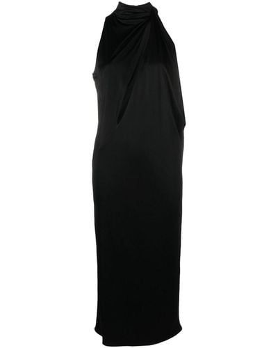 Versace Slashed Halterneck Midi Dress - Black