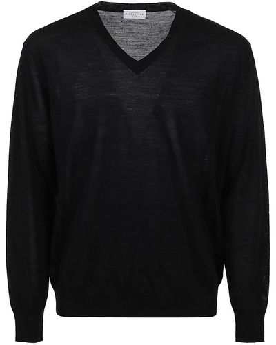 Ballantyne V Neck Knitted Pullover - Black