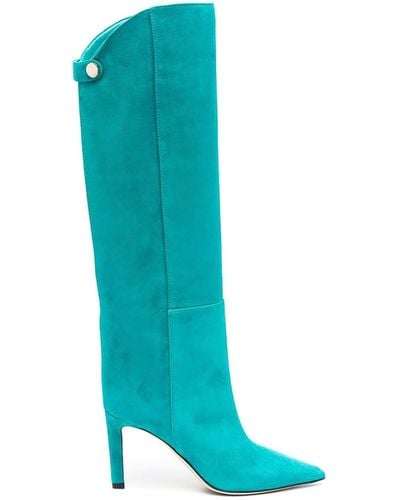 Jimmy Choo Turquoise -green Alizze Mm Knee Boots - Blue