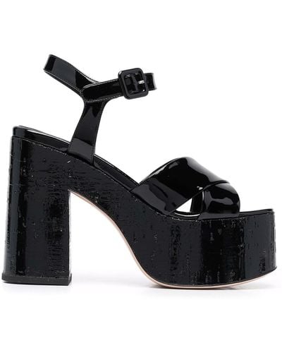 HAUS OF HONEY Patent Leather Cunky Heels - Black