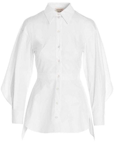 Alexander McQueen Peplum Cut-out Shirt - White