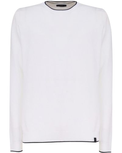 Fay Cotton Jumper With Round Neck - White