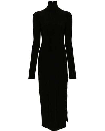 Norma Kamali Side Slits Turtleneck Midi Dress - Black