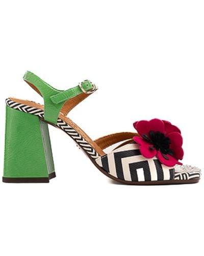 Chie Mihara Leather Sandals With Pirota Flower - Green