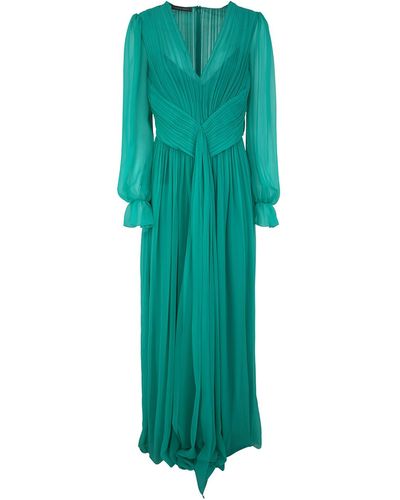 Alberta Ferretti Chiffon Long Dress - Green