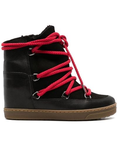 Isabel Marant Nowles Suede Ankle Boots - Red