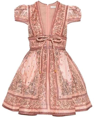 Zimmermann Matchmaker Short Dress With Print - Pink