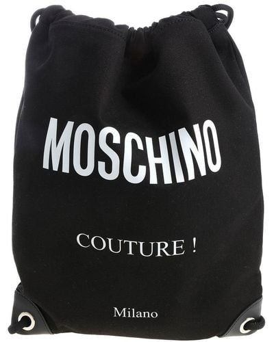 Moschino Drawstring Bag With Fabric Logo - Black
