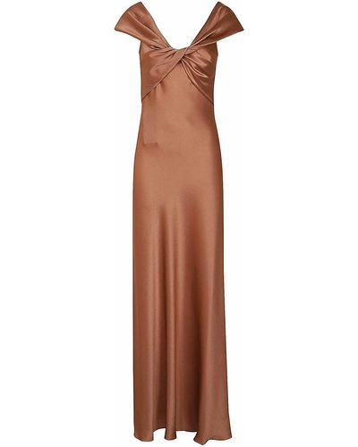 Alberta Ferretti Long Jersey Dress - Brown