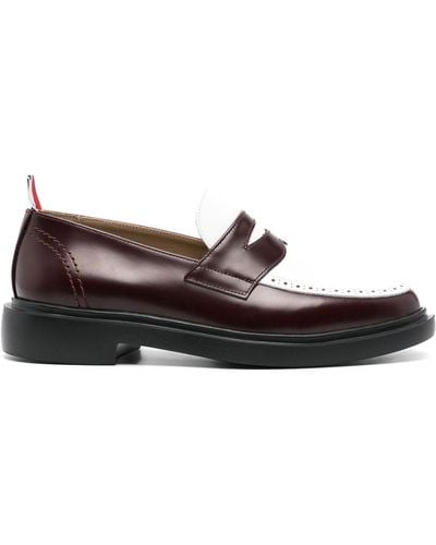 Thom Browne Paneled Leather Loafers - Brown