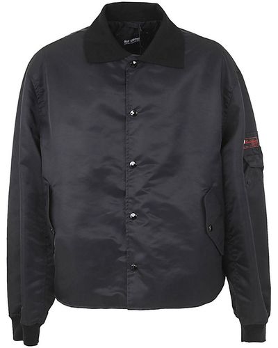 Raf Simons Long Sleeved Polo Bomber With Print On Back - Black