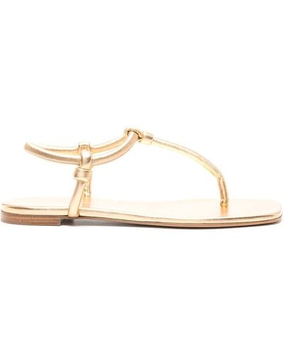 Gianvito Rossi Leather Thong Sandals - Natural