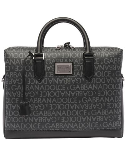 Dolce & Gabbana All Over Logo Briefcase - Black