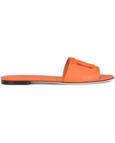 Dolce & Gabbana Dg Logo Leather Sandal - Orange