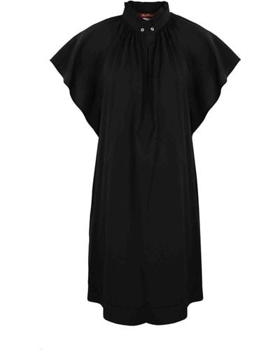 Max Mara Studio Poplin Dress With Ruffles Sospiro - Black