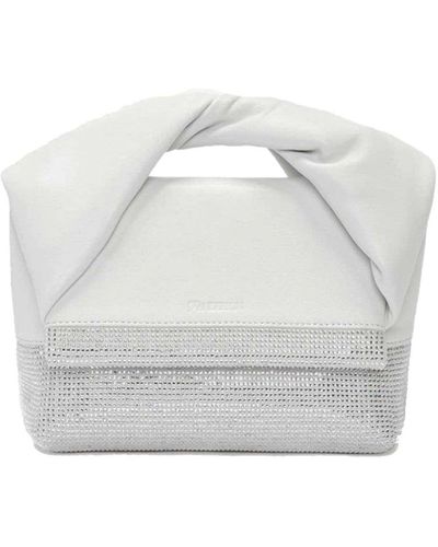 JW Anderson Twister Midi Bag With Crystals - White