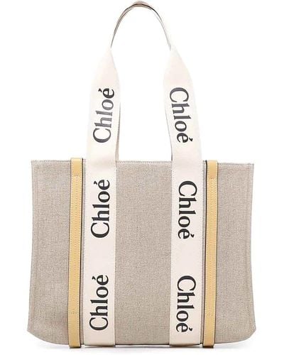 Chloé Woody Medium Tote Bag - White