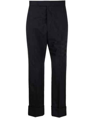 Thom Browne Navy Cropped Trousers - Blue