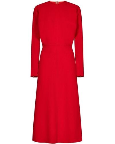Victoria Beckham Cady Midi Dress With Dol Sleeves - Red