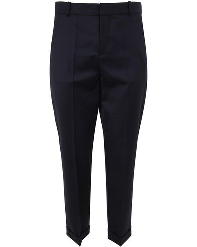 Balmain Straight Tailored Wool Pants - Blue