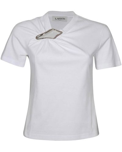 Lanvin Fitted Top In White Cotton - Gray