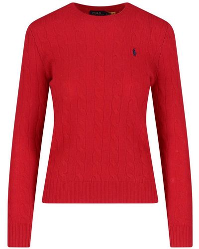 Polo Ralph Lauren Logo Braided Sweater - Red