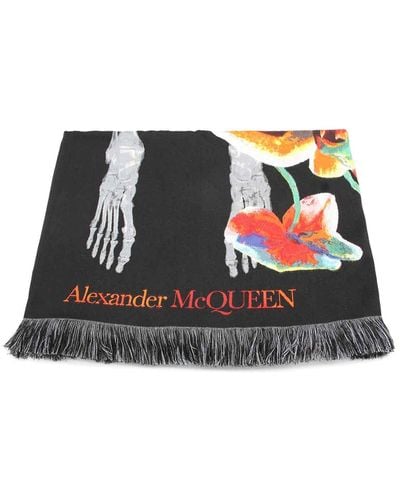 Alexander McQueen Orchid Skeleton Scarf - Black