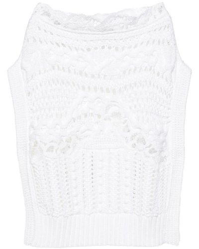 Ermanno Scervino Crochet Knitted Top - White