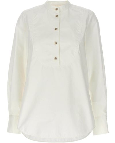 Chloé Knot Button Shirt - White