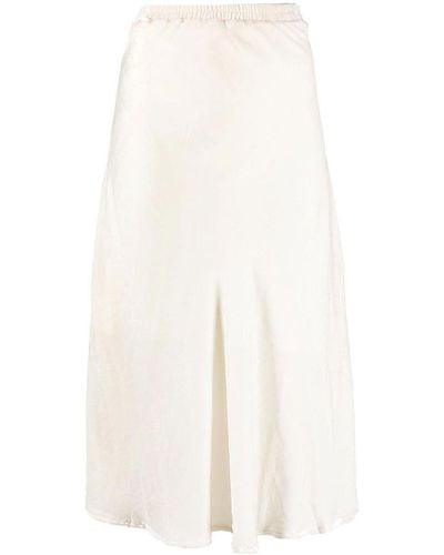 Gold Hawk Velvet Long Skirt - White