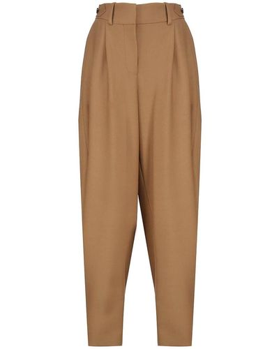 Stella McCartney Wide Pleated Trousers - Natural