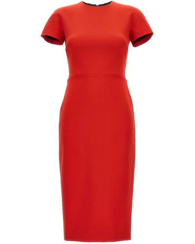 Victoria Beckham Fitted T-shirt Dress - Red