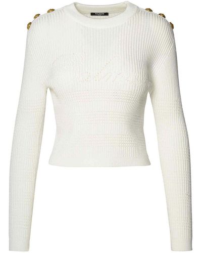 Balmain Viscose Blend Jumper - White