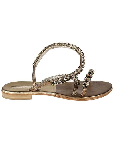 Emanuela Caruso Jewel Leather Sandals - Brown