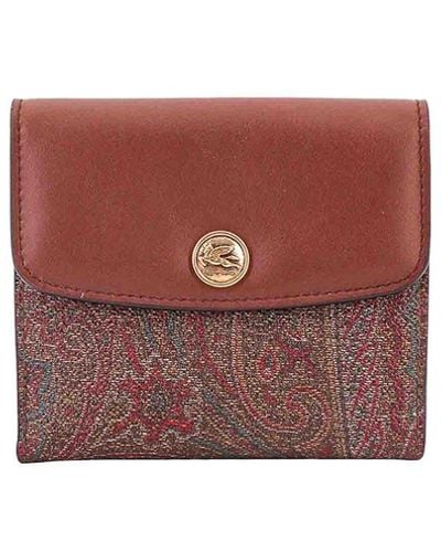 Etro Jacquard Paisley Wallet Leather Flap - Brown