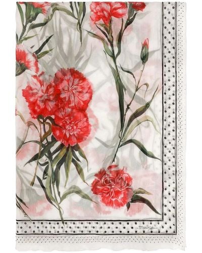 Dolce & Gabbana Floral Print Scarf - Gray