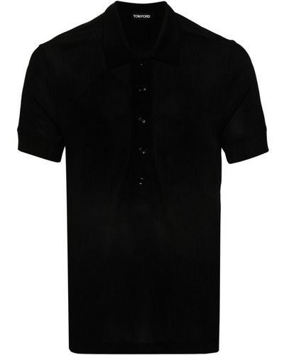Tom Ford Ribbed Polo Shirt - Black