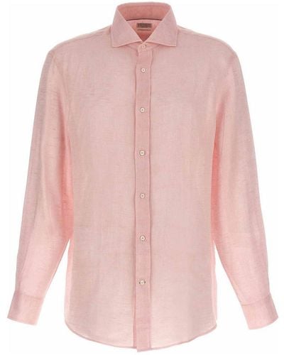 Brunello Cucinelli Linen Shirt Button - Pink