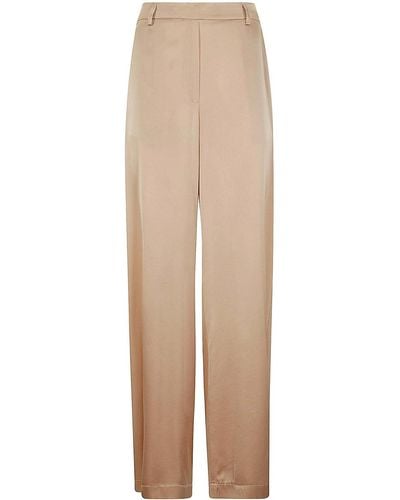 Forte Forte Stretch Silk Satin Wide Trousers - Natural