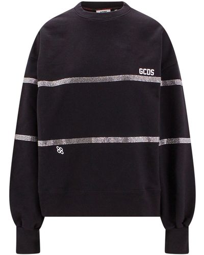 Gcds Cotton Sweatshirt With Frontal Logo Patch - Blue