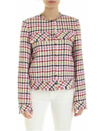 Karl Lagerfeld Multicolour Jacket With Fringes On The Edges - White