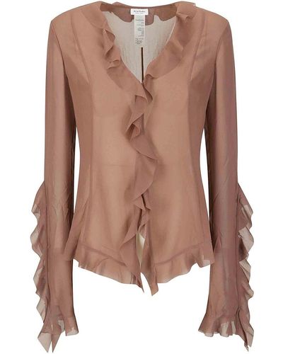 Acne Studios Ruffled Shirt - Brown