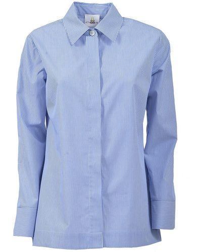 ELEVEN88 Striped Pattern Cotton Shirt - Blue