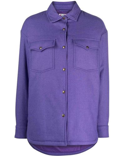 Mc2 Saint Barth Logo Strass Wool Overshirt - Purple