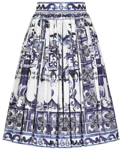 Dolce & Gabbana Majolica Print Skirt - Blue