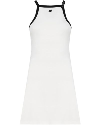 Courreges Cotton Dress With Strap Strap - White