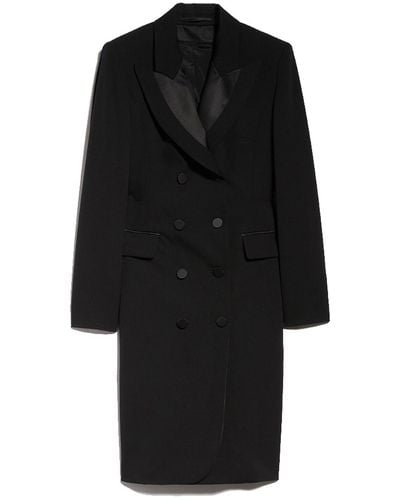 Max Mara Selvi Robe Manteau Dress In Wool - Black