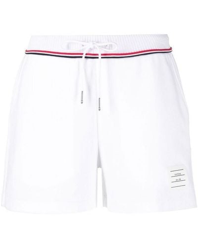 Thom Browne Rwb Stripe Cotton Shorts - White