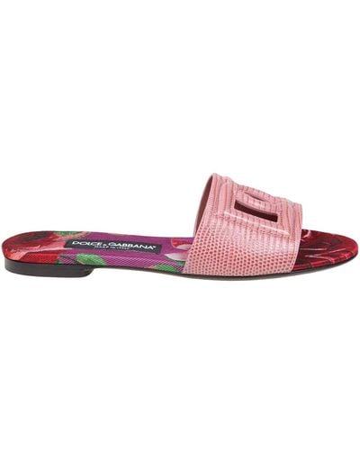 Dolce & Gabbana Leather Mules - Pink