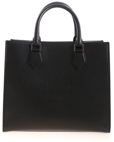 Dolce & Gabbana Edge Logo Shopping Bag In - Black